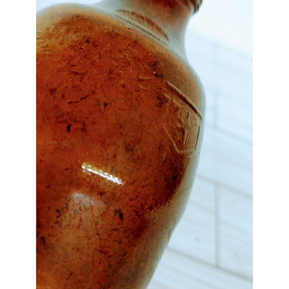 Vintage Brown Barrel Bottle 5.5" Steinie‎ Embossed Symbol Rustic Barn Find - Picture 8 of 11